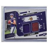 J.J. McCarthy Dual Relic Rookie 2024 Panini Absolute Tools of the Trade #TOTD-JMY and Numbered 7/349 - Minnesota Vikings Football Card