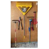 Set of Garage Tools Including Rake, Lopper, Shovel & More