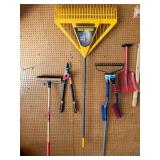 Set of Garage Tools Including Rake, Lopper, Shovel & More