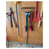 Set of Garage Tools Including Rake, Lopper, Shovel & More