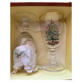 Spode Christmas Tree Glass Set and Appetizer Plate with Knife