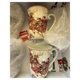 Williams Sonoma Holiday Mug and Plate Set with Reindeer Design