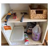 Garage Tool and Fluid Assortment with Wicker Basket - content quantities unverified