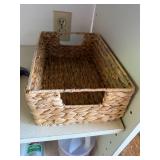 Garage Tool and Fluid Assortment with Wicker Basket - content quantities unverified