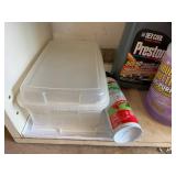 Garage Tool and Fluid Assortment with Wicker Basket - content quantities unverified