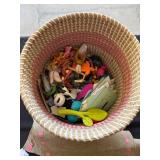 Collection of Household and Toy Items with Storage Baskets