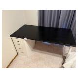 Black Desk with White Drawers and Sturdy Legs