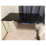 Black Desk with White Drawers and Sturdy Legs