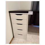 Black Desk with White Drawers and Sturdy Legs