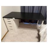Black Desk with White Drawers and Sturdy Legs