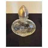 Set of 3 Decorative Glass Items: Cut Glass Tumblers, Vintage Decanter and Etched Perfume Bottle