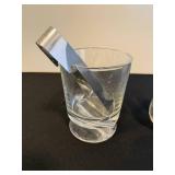 Set of 3 Decorative Glass Items: Cut Glass Tumblers, Vintage Decanter and Etched Perfume Bottle