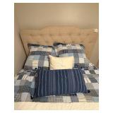 Upholstered Platform Bed Frame with Quilted Bedding Set - Mattress Set and Pillows included