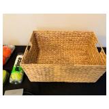 Mixed Lot with Bicycle Helmet, Wicker Basket, and Various Accessories