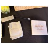 Mixed Lot with Bicycle Helmet, Wicker Basket, and Various Accessories