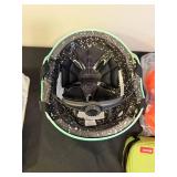 Mixed Lot with Bicycle Helmet, Wicker Basket, and Various Accessories