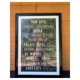 Framed Paris Landmarks Typography Art Print