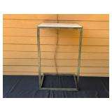 Modern Square Metal and Stone Butler/Side Table