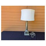 Vintage Table Lamp with White Fabric Shade