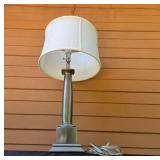 Vintage Table Lamp with White Fabric Shade