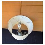 Vintage Table Lamp with White Fabric Shade