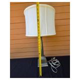 Vintage Table Lamp with White Fabric Shade