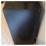 Black and Red Wooden TV Stand with Multiple Storage Compartments