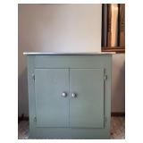 Vintage Green Metal Cabinet with Stainless Steel Top