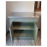Vintage Green Metal Cabinet with Stainless Steel Top