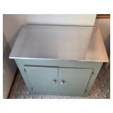 Vintage Green Metal Cabinet with Stainless Steel Top