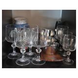 Set of Cut Crystal Wine Glasses with Matching Ice Bucket