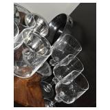 Set of Cut Crystal Wine Glasses with Matching Ice Bucket