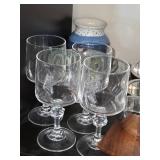 Set of Cut Crystal Wine Glasses with Matching Ice Bucket