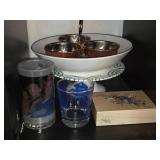 Decorative Bowl Set with Copper Cups and Assorted Drinkware