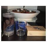 Decorative Bowl Set with Copper Cups and Assorted Drinkware