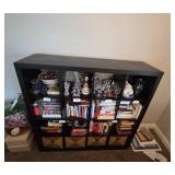 Large Black Bookshelf with Storage Baskets - Books & Contents Not Inc - Sold in Separate Lots