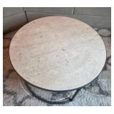 Round Marble Top Coffee Table with Metal Base