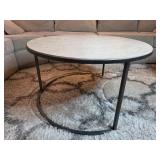 Round Marble Top Coffee Table with Metal Base