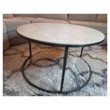 Round Marble Top Coffee Table with Metal Base