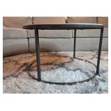 Round Marble Top Coffee Table with Metal Frame