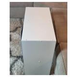 White Cube Storage Organizer with Blue Fabric Bins