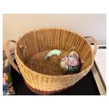 Assorted Household Items Including Storage Baskets and Toys