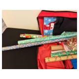 Christmas Gift Wrap and Storage Set with Wrapping Paper, Ribbons, and Bag