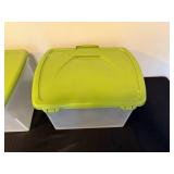 Set of 2 Sterilite Plastic File Storage Boxes with Green Lids