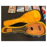 Ukulele with Vintage Case, President William J. Clinton Talking Figure, and 4 DVDs