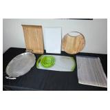 Collection of Various Kitchen Serving Trays and Place Mats