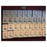 Vintage Mahjong Set with Wooden Case and Root-Vue Farm Kit