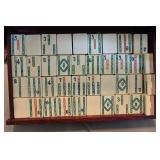 Vintage Mahjong Set with Wooden Case and Root-Vue Farm Kit