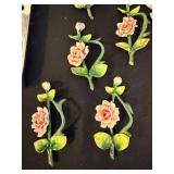 Decorative Set with Pewter Like Plaques, Glass Stars, and Floral Branches