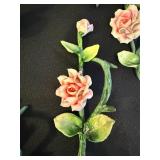 Decorative Set with Pewter Like Plaques, Glass Stars, and Floral Branches